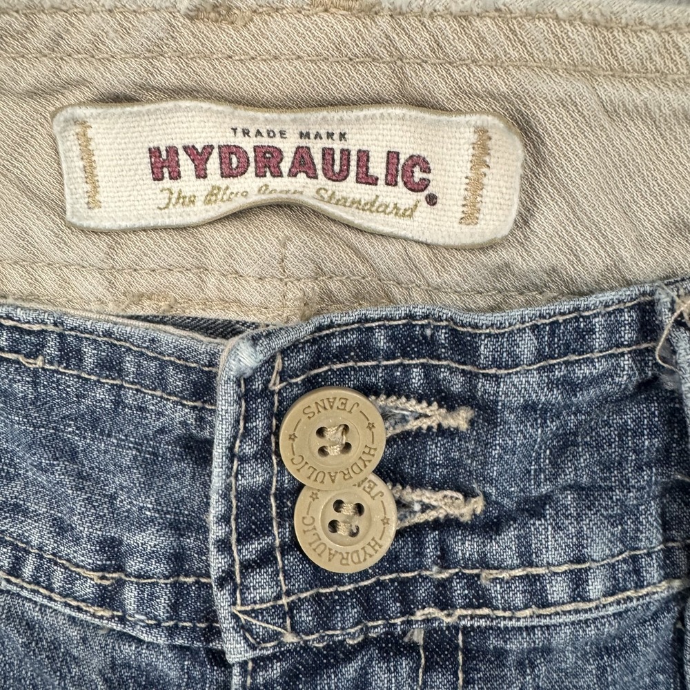 Vintage Hydraulic Jeans Womens 11/12 Wide Leg Capri 90s 2000s Y2K Drawstring - Picture 4 of 16